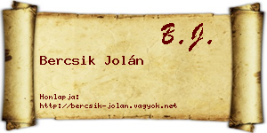 Bercsik Jolán névjegykártya