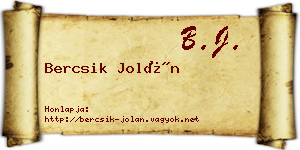 Bercsik Jolán névjegykártya