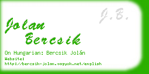 jolan bercsik business card
