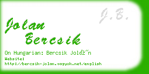 jolan bercsik business card